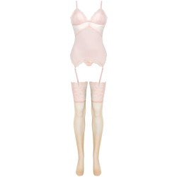 Livco Corsetti Fashion - Ensemble Persinne Pêche Corset + Culotte + Bas